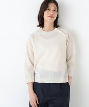 ◆ハイゲージニット６分袖ボタンプルオーバー