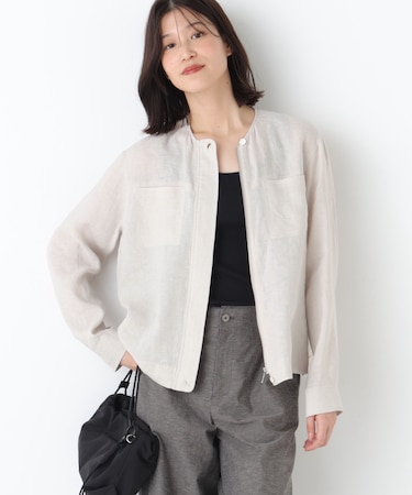 ◆ハードマンリネンノーカラーブルゾン
