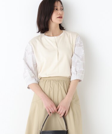 ◆カットジャガードストライプトップス