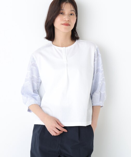 ◆カットジャガードストライプトップス