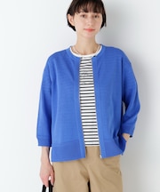 ハイゲージギマ　ジップアップクルーカーディガン