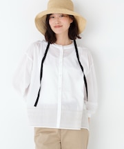 インド刺繍ノーカラーブラウス