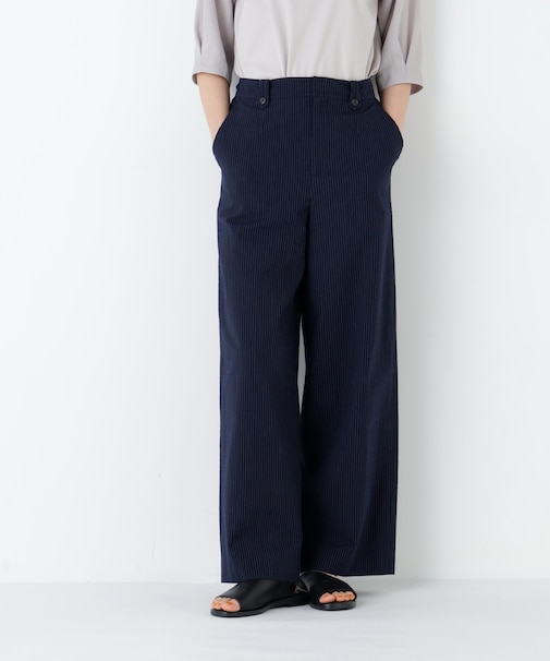 《名品 ／ マルチサイズ》サッカーファインストライプセミワイドパンツ