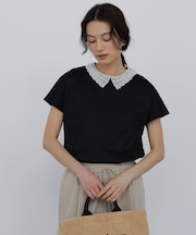 ◆レース衿スムースＴシャツ