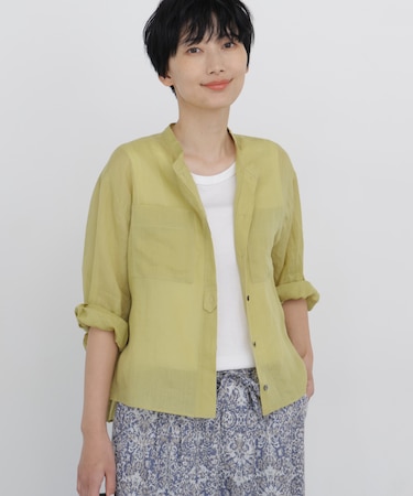 ◆ラミーバンドカラーシャツブラウス