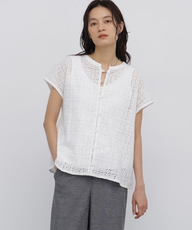 ◆インドコットンアイレット刺繍ブラウス