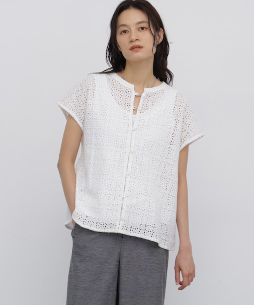 ◆インドコットンアイレット刺繍ブラウス