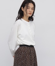 ◆《ジャージー素材》 トリコットカットソー釦ブラウス