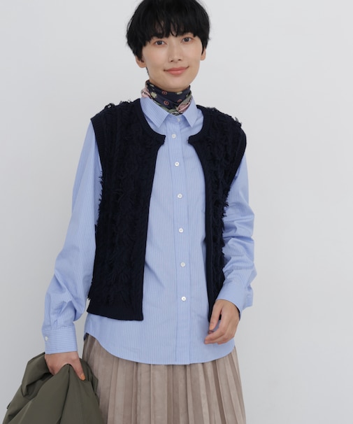 ◆ケーブルフリンジベスト