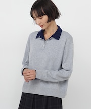 ◆配色衿ポロニット