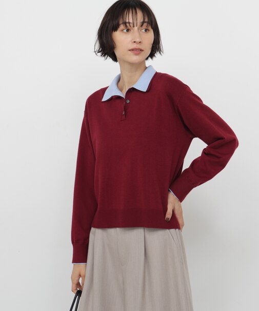 ◆配色衿ポロニット