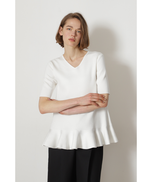 【極美品】ADORE ドライストレッチフリルヘムトップス M ブラック ドライストレッチフリルヘムトップス｜アドーアの通販｜&mall