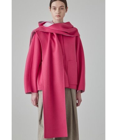 カシミヤ混 2TONE リバーフードストール