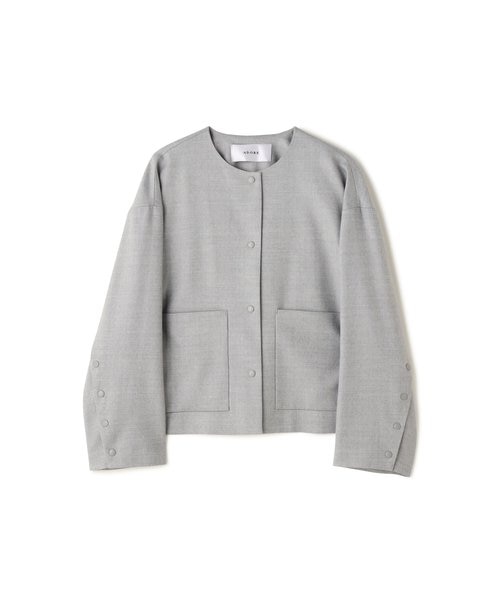 アドーア　カシミヤ　ウール　ノーカラー　ジャケット　コート アドーア ADORE ピュアカシミヤノーカラーコート （トップグレー