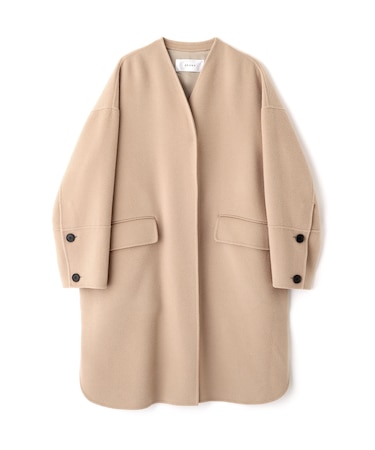 ソリッドウールリバーノーカラーコート