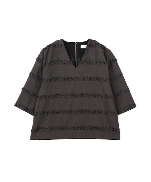 フリンジチェックブラウス