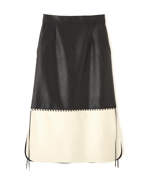 ◆レースアップフェイクレザースカート