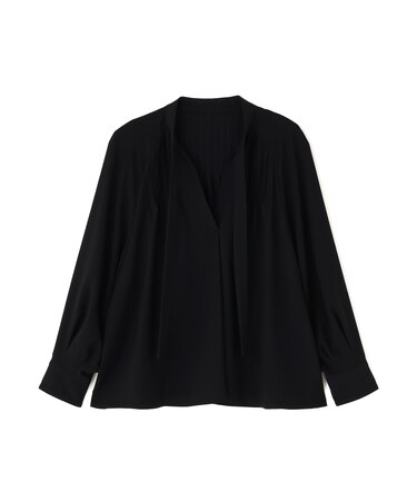 バックサテンジョーゼットブラウス