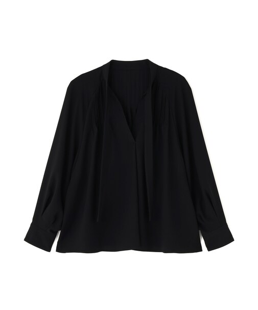 バックサテンジョーゼットブラウス