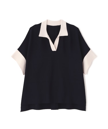 ◆バイカラーポロニット