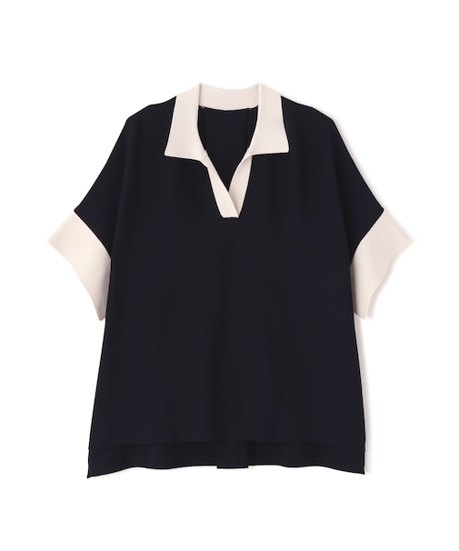 ◆バイカラーポロニット