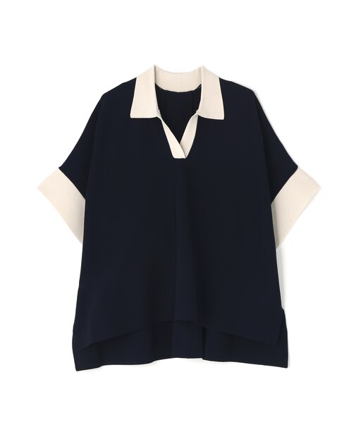 ◆バイカラーポロニット