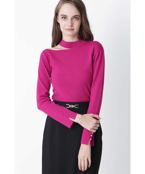 leinwände 赤 カットアウトニット シルク混ハイネックセ－タ－|レリアン プラスハウス | レリアン公式