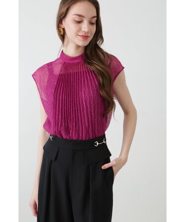 レースプリーツブラウス