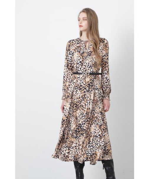 ◆[WEB限定カラー]レオパードミックスプリントワンピース
