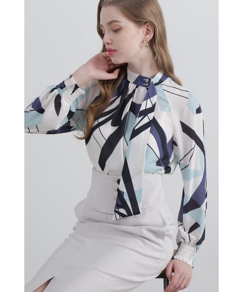 ◇ジオメトリックアートプリントブラウス｜ピンキーアンドダイアンの