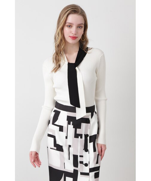 ◆バイカラーボウタイニット