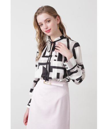 ◆サークルジオメトリックプリントブラウス