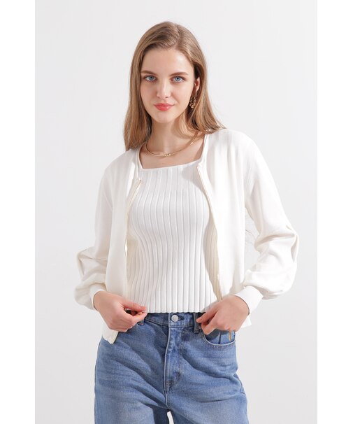 ジップアップニットブルゾン