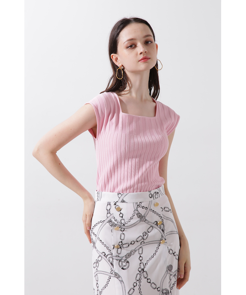 スクエアネックニットトップス