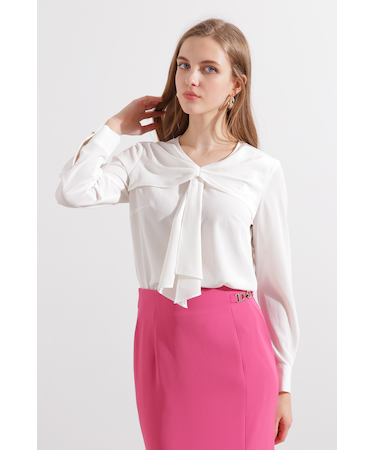 ◆ギャザーボウタイブラウス