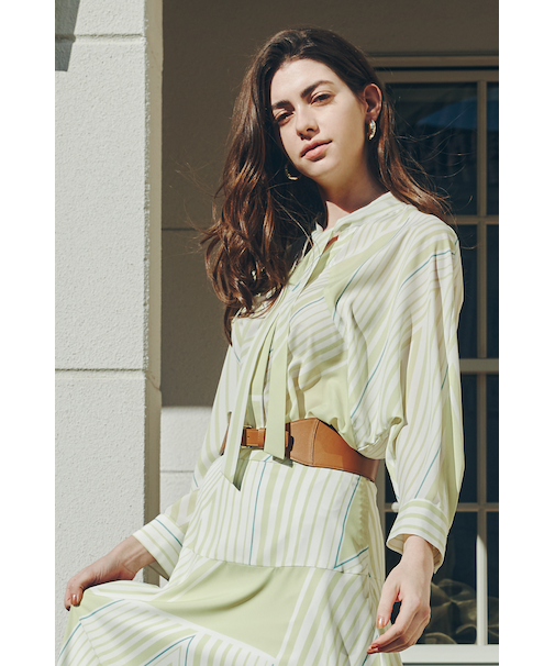 ◆トライアングルボーダープリントブラウス