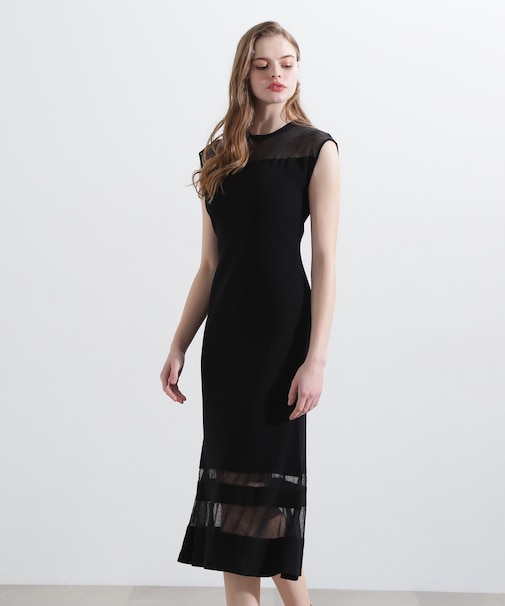 ◆シアーコンビマーメイドニットワンピース