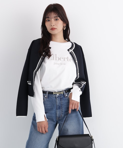 ◇ノーカラーニットジャケット｜ピンキーアンドダイアンの通販｜&mall