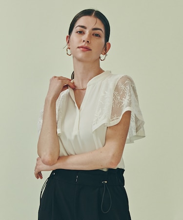 ◆レースコンビスキッパーブラウス