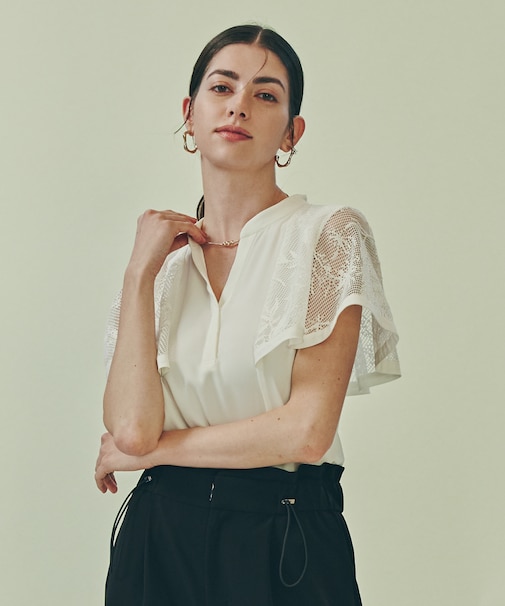 ◆レースコンビスキッパーブラウス