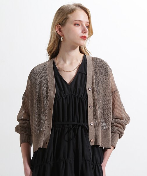 ◆コットンGIMAメッシュカーディガン