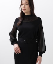 ◆ギャザーネックシフォンコンビニット