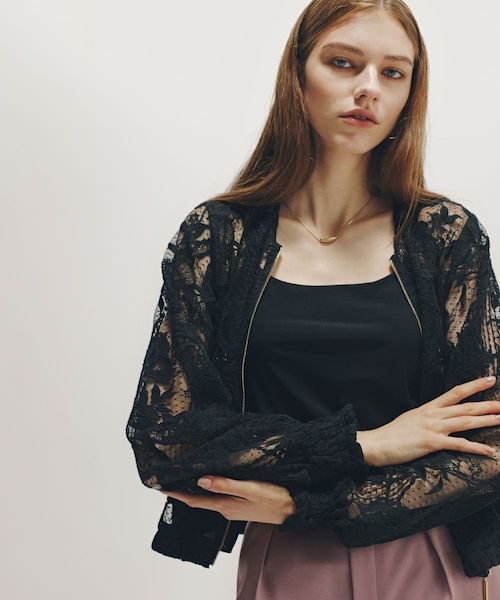 【美品】VIVIENNE TAM リーフ レース ジャケット ブルゾン 38 美品】VIVIENNE TAM リーフ レース ジャケット ブルゾン 38