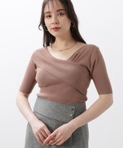◆アシンメトリーネックニットプルオーバー