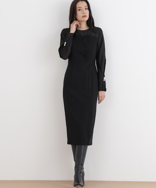 ◆パールスリーブドッキングワンピース