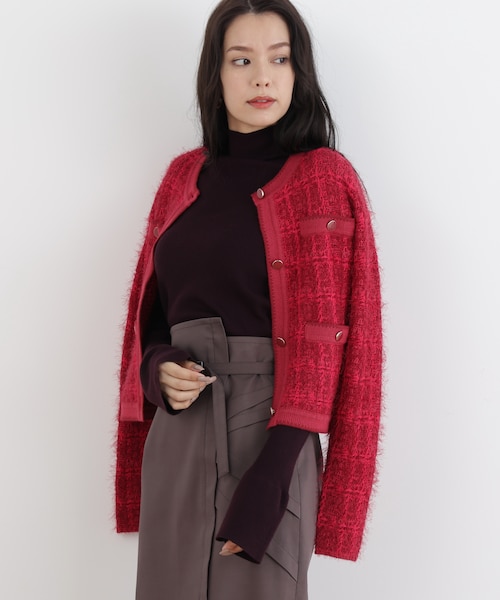 ◇フェザーヤーンツイードニットジャケット｜ピンキーアンドダイアンの