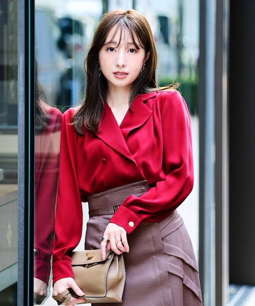 【新品】ピンキー＆ダイアン◆冨張愛コラボ クラッシュメタルブローチブラウス 34 冨張愛コラボ]クラッシュメタルブローチブラウス｜ピンキーアンド