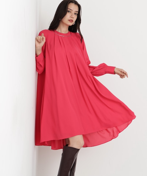 ◇タックフレアジョーゼットワンピース｜ピンキーアンドダイアン