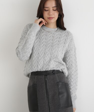 ◆ラメケーブルニットプルオーバー