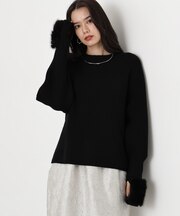 ◆ファーグローブ付き畦ニットプルオーバー